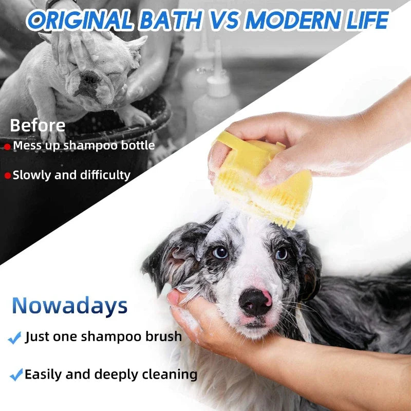 Pet Dog Shampoo Brush 2.7oz 80ml Cat Massage Comb Grooming Scrubber  for Bathing Short Hair Soft Silicone Rubber | 3