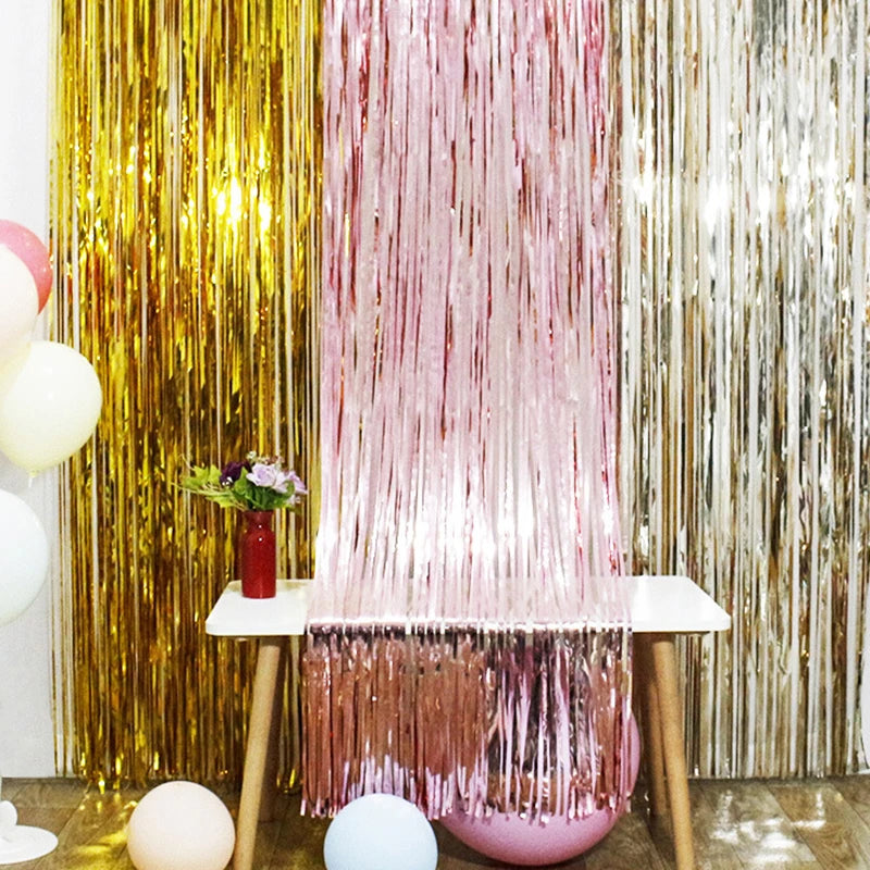 2/3M Party Background Wedding Decoration Foil Fringe Curtain Sequin Bachelorette Photo Backdrop Wall Curtain Birthday BabyShower | 0