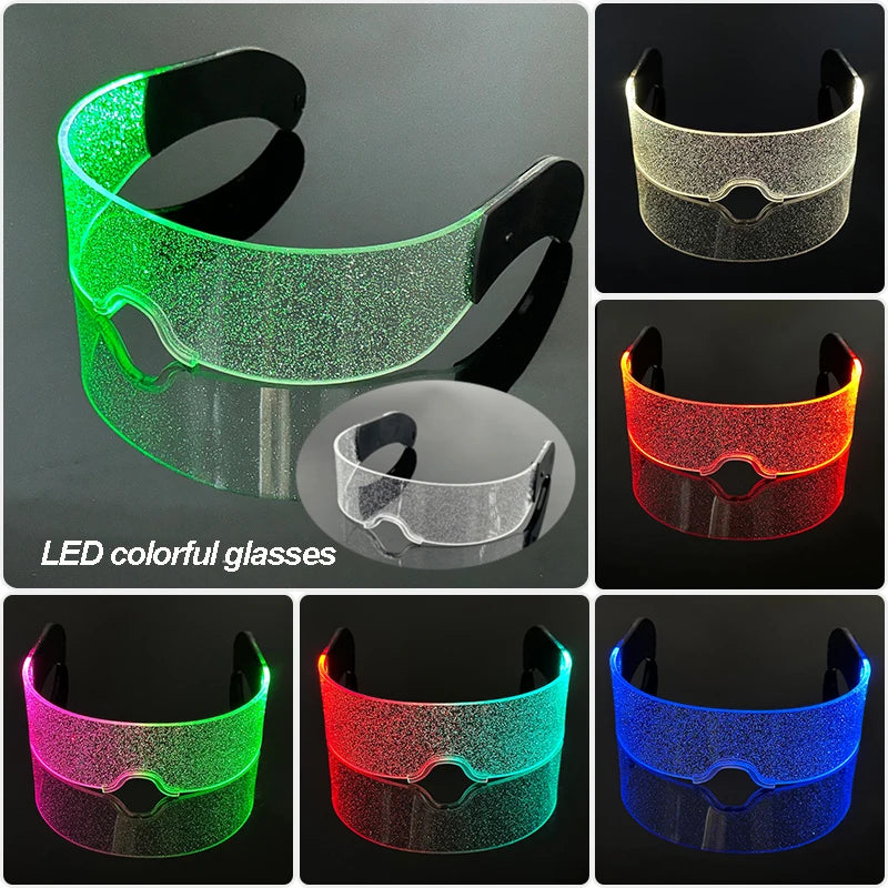 Fashion Luminous Decorative Glasses Neon Light Decoration LED Sunglasses For Nightclub DJ Dance Music Rave Costume Night | Lenses Color:Type I