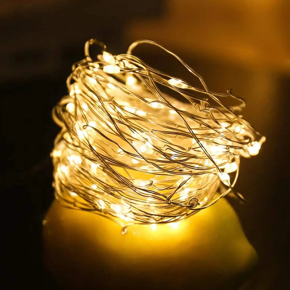 Led Copper Wire Fairy Lights Waterproof LED String Lights Battery Operated  DIY Wedding Party Christmas Decoration Garland | Emitting Color:yellow