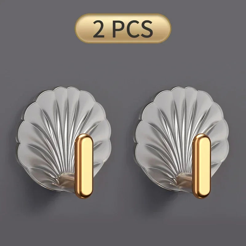 4/2/1pcs Luxury Punch-Free Wall Hooks Strong Sticky Coat Hanger Rack Clothes Towel Bag Key Kitchen Door Organizer Easy Install | Color:2PCS