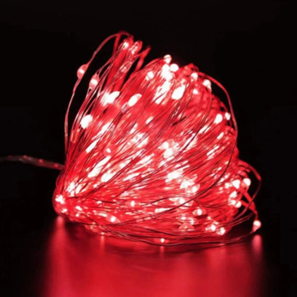 Led Copper Wire Fairy Lights Waterproof LED String Lights Battery Operated  DIY Wedding Party Christmas Decoration Garland | Emitting Color:Red