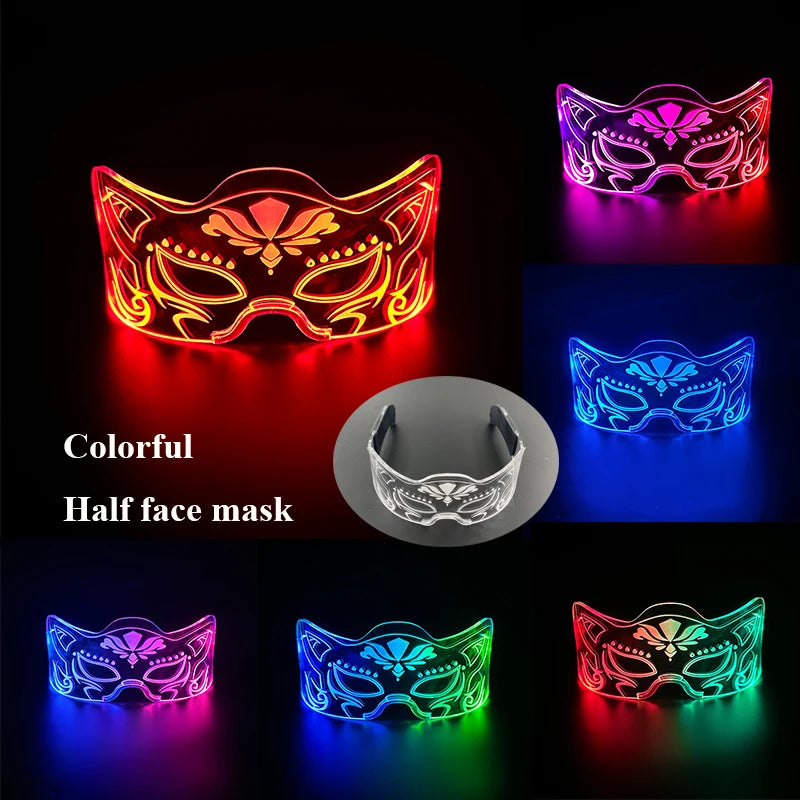 Fashion Luminous Decorative Glasses Neon Light Decoration LED Sunglasses For Nightclub DJ Dance Music Rave Costume Night | Lenses Color:654