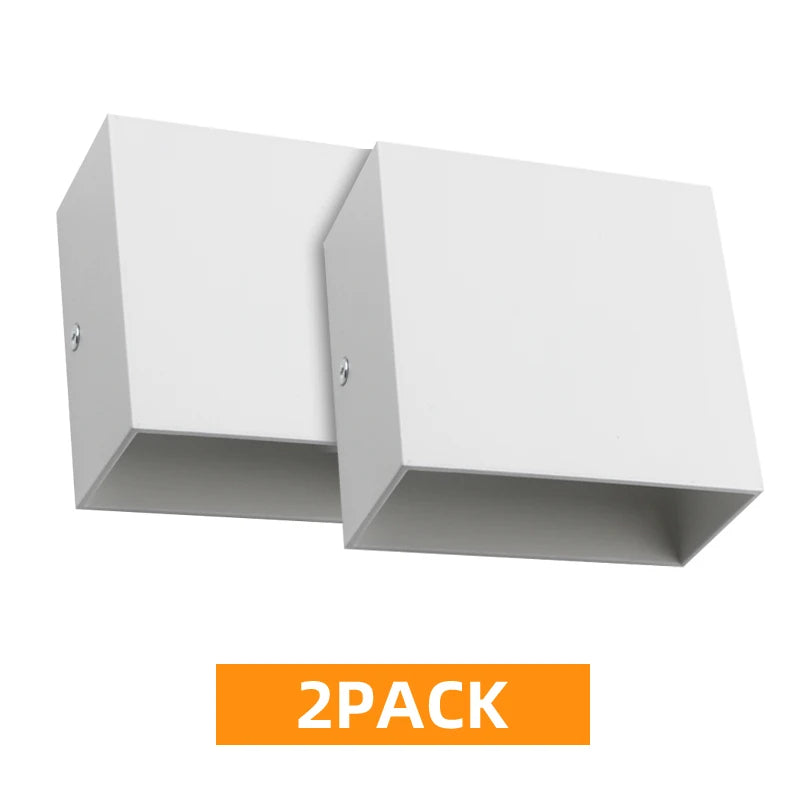 LED Wall Sconces 6W Modern Indoor Wall Lamp, White Up Down Wall Mount Lights for Living Room Hallway Bedroom Decor | Lampshade Color:White shell 2pack