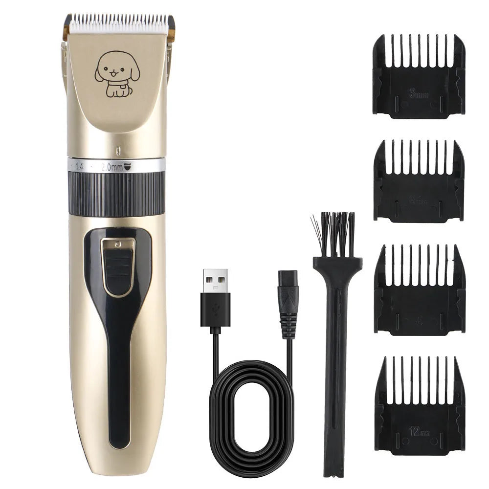 Pet Hair Clipper Haircut Trimmer Shaver Set For Rabbit Dog Cat Puppy Grooming Clipper Cutter Pet Supplies Electric Scissors | Color:GOLD