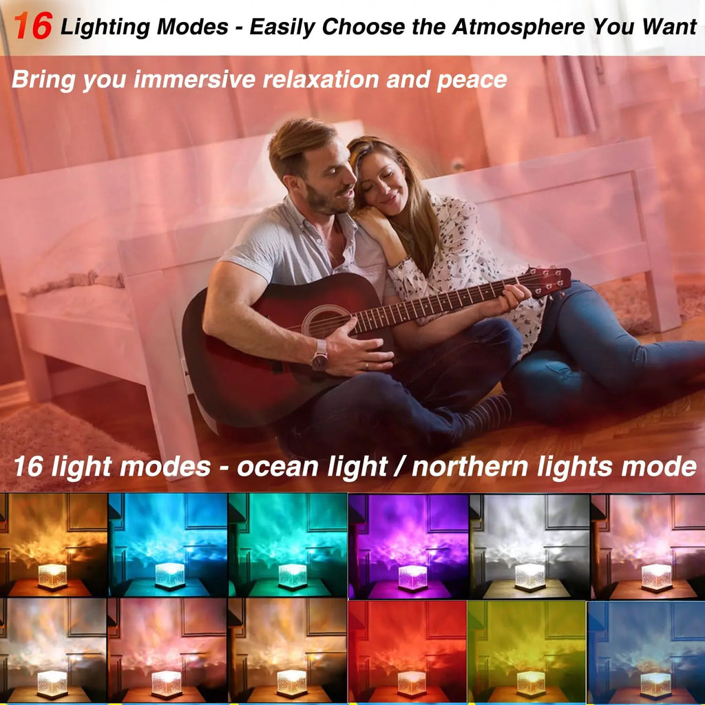 Ocean Lamp Water Light Projector - Water Ripple Projector Light Cube Aurora Northern Lights Wave Ripple Night Light for Bedroom | 1