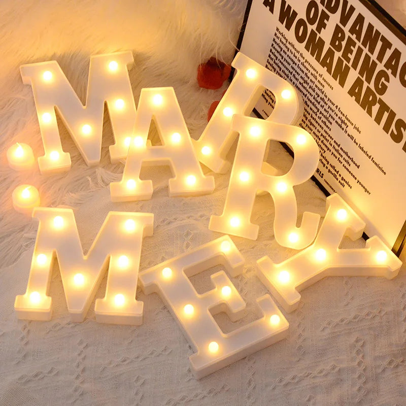 Luminous Number Lamp Alphabet Letter LED Lights Birthday Valentine's Day Wedding Party Decor 0-9 Digital A-Z Letters Night Light | 0