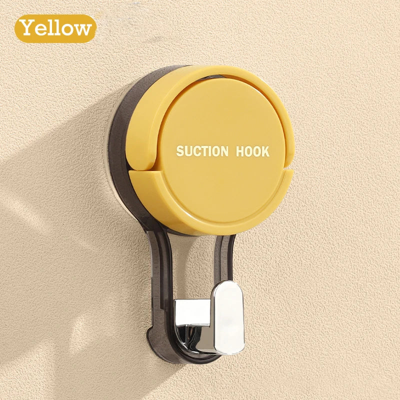 1/2PCS Suction Cup Hooks No Punching Wall Hooks for Bathroom Kitchen Bedroom Reusable Towel Clothes Hanger Hook Home Organizer | Color:Yellow
