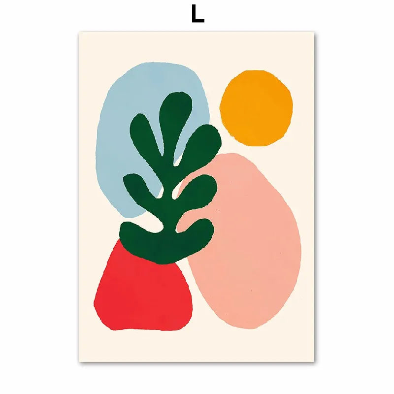 Matisse Poster Coral Leaves Flowers Abstract Plant Canvas Painting Nordic Room Wall Art Prints Picture For Hoom Decoration | Color:L
