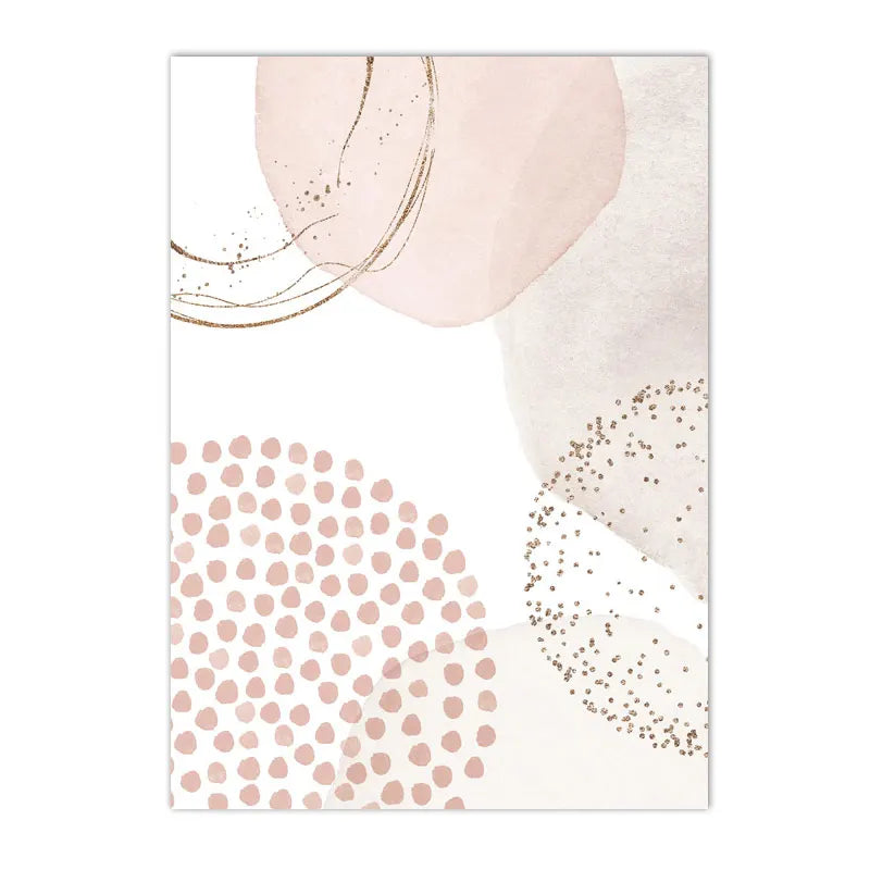 Modern Abstract Beige Pink Geometric Green Leaf Minimalist Poster Canvas Painting Boho Wall Art Print Pictures Living Room Decor | Color:A1648