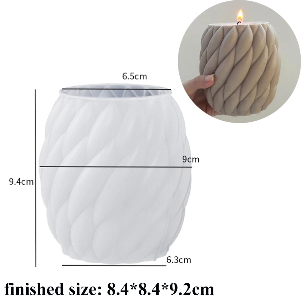 3D Rotating Pillar Candle Silicone Mold Geometric Wave Candle Wax Mould DIY Abstract Art Soap Resin Gypsum Mold Home Craft Decor | Color:182302