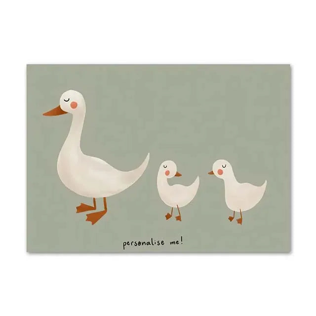 New Boho Cartoon Rabbit Mouse Goose Nurser Art Canvas Painting Nordic Retro Poster and Prints Wall Picture Baby Kids Room Decor | Color:V