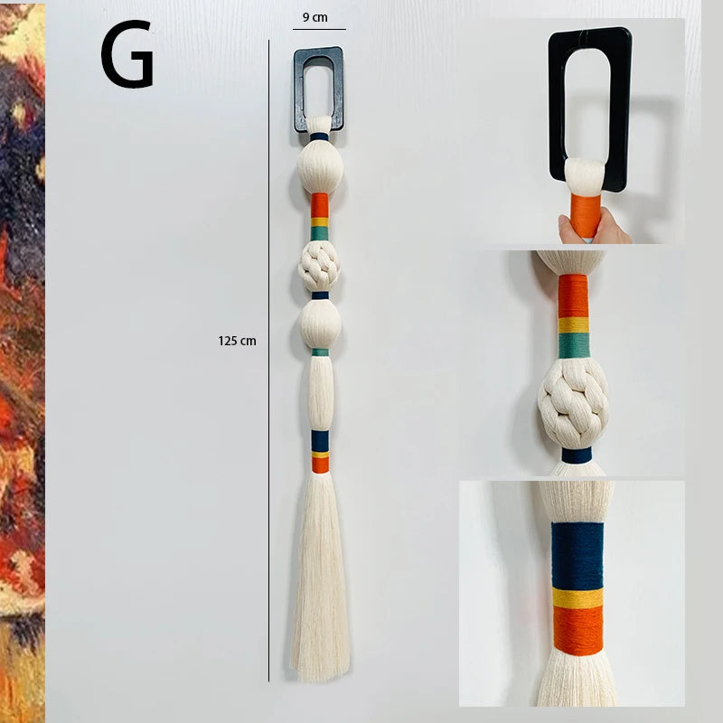 Boho Chic Art Decor Rope Knot Thick Polyester Luxury Woven Wall Hanging Decor For Wedding Or Living Room | Color:G-9x125cm