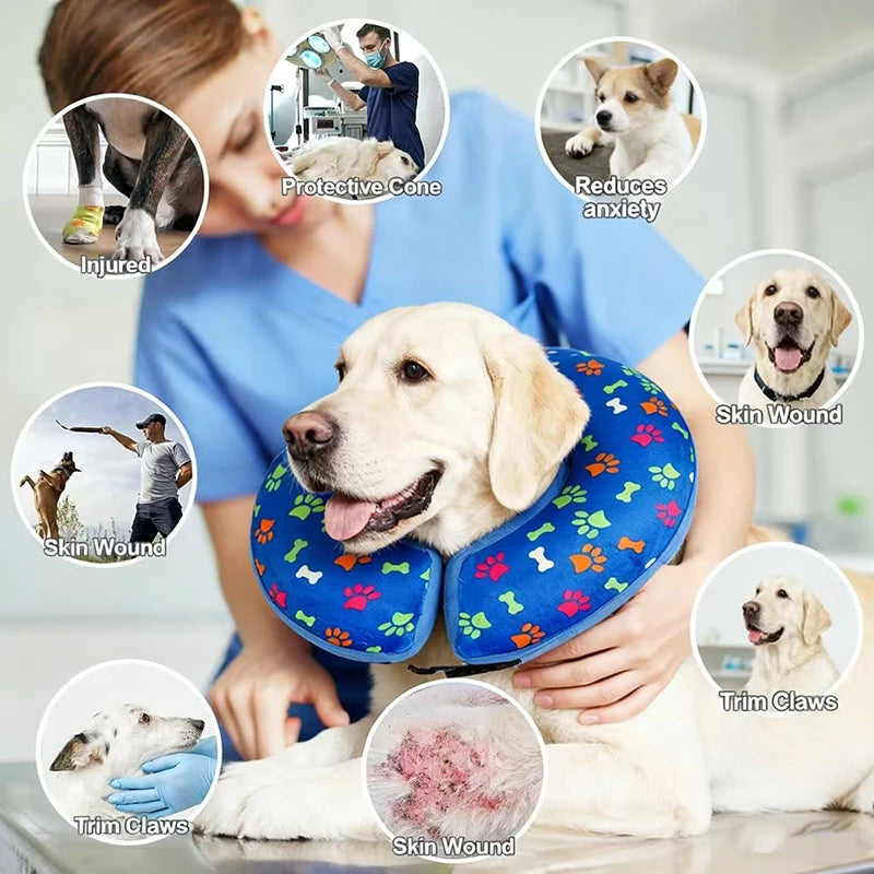 Dog Inflatable Cone Collar Adjustable Washable Post-Surgery Recovery Sweet Donuts for Large Medium Dogs Cats Protective Collar | 2