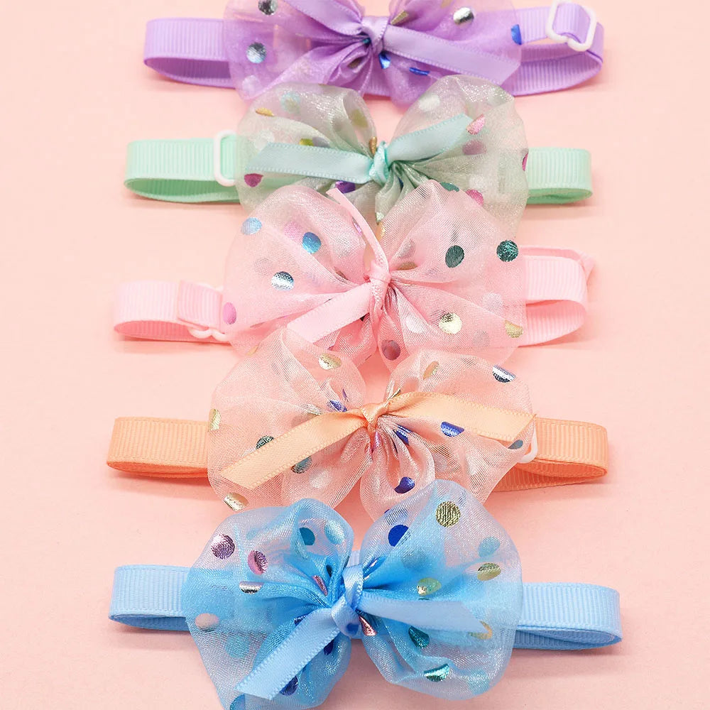 10PCS Adjustable Dog Bow Ties Lace Pet Collars For Dogs Cute Cat Necklaces Puppy Bowties Collar Dog Grooming Accessories | 4