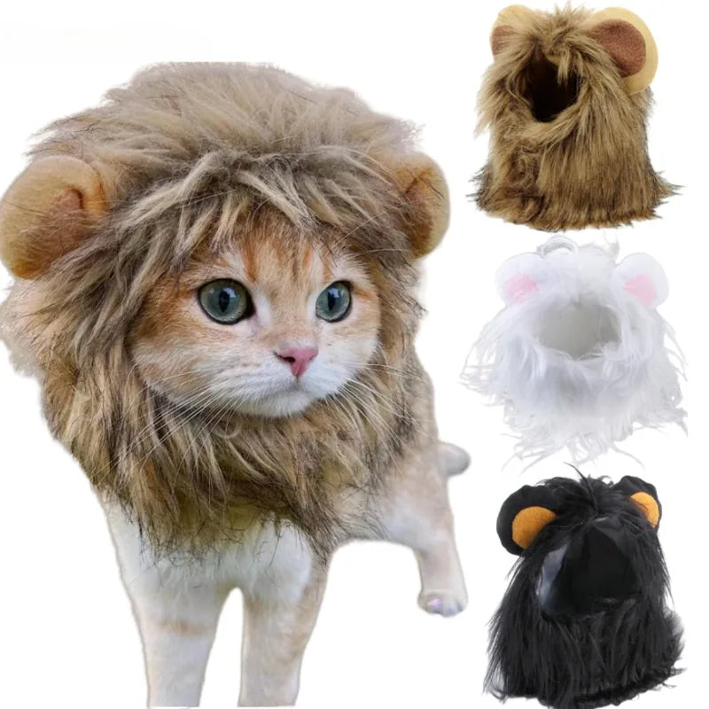 Lion Mane Cat New Cute Wig Hat for Dogs and Cats Small Dog Pet Cat Decoration Accessories Lion Wig Fancy Hair Cap Pet Supplies | 1