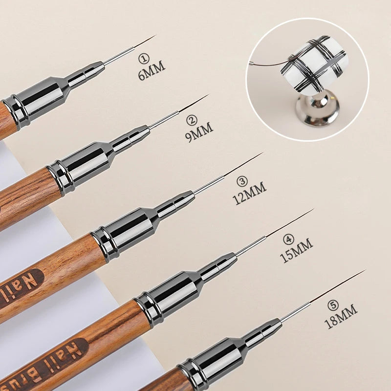 Nail Brush Wood Handle Gel Nail Art Liner DIY Painting Brush Drawing Lines Stripe Flower Painting Pen UV Gel Manicure Salon Tool | 0