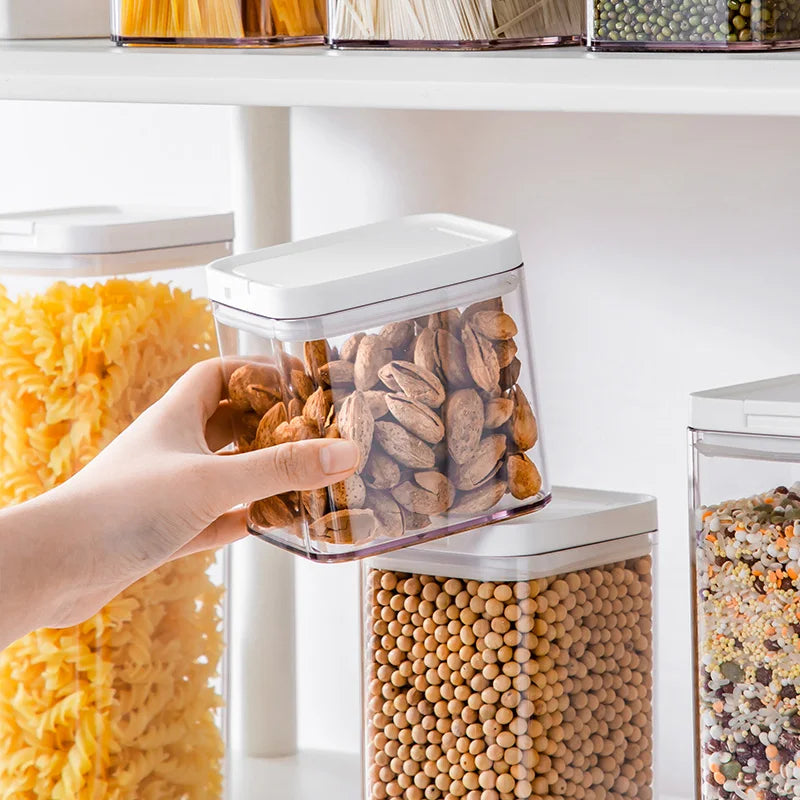 Opening Lid Sealed Jar Transparent Body Food Grade AS Container Kitchen Organizer Tea Coffee Grain Snack Storage Tank | 1