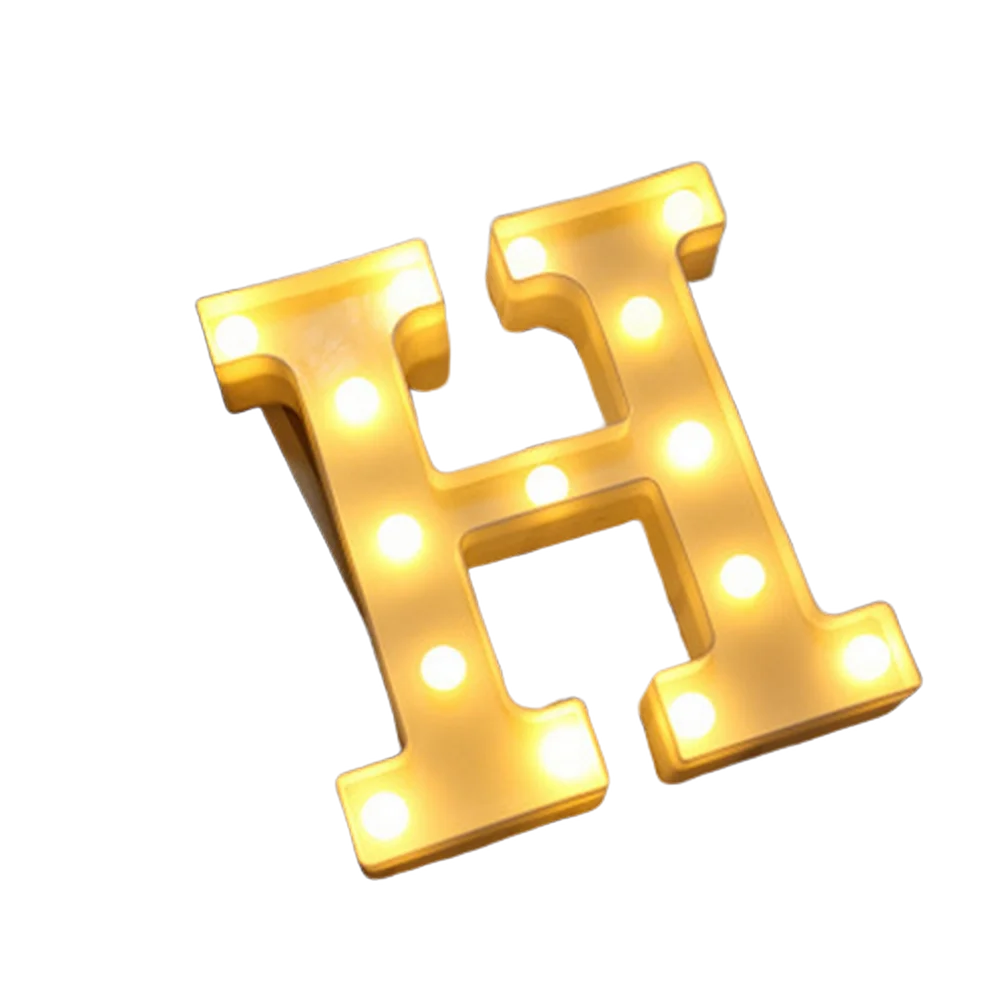 Luminous Number Lamp Alphabet Letter LED Lights Birthday Valentine's Day Wedding Party Decor 0-9 Digital A-Z Letters Night Light | Color:H