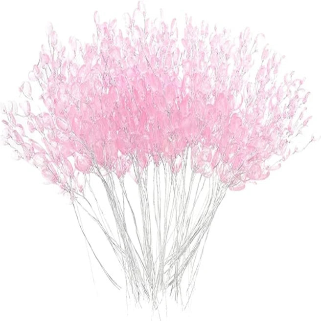 Artificial Flower Acrylic Water Droplet Handmade Valentine's Day Room Decor Wedding Bridal Bouquet Wreath Hairpin DIY Gift Candy | Color:Pink