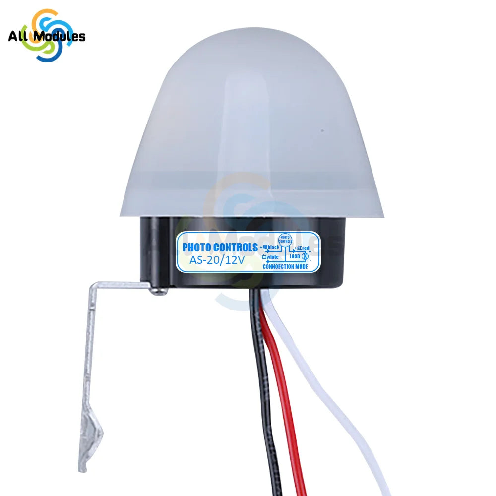 AS-20 DC 12V AC 110V 220V 10A Waterproof Sensitive Auto Photo Switch On/Off Photocell Street LED Light Switch Sensor Switch Tool | Color:DC 12V