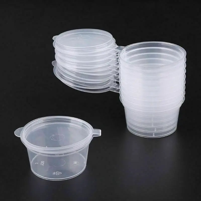 10pcs Disposable Clear Plastic Sauce Pot Chutney Cups Slime Storage Container Box With Lids Kitchen Organizer | Color:35ml