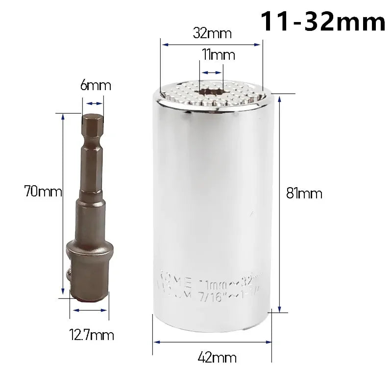 Onnfang 7-19/11-32mm Universal Ratchet Wrench Universal Socket Head, Household Socket Power/Hand Tool Wrench | Color:11-32mm SL