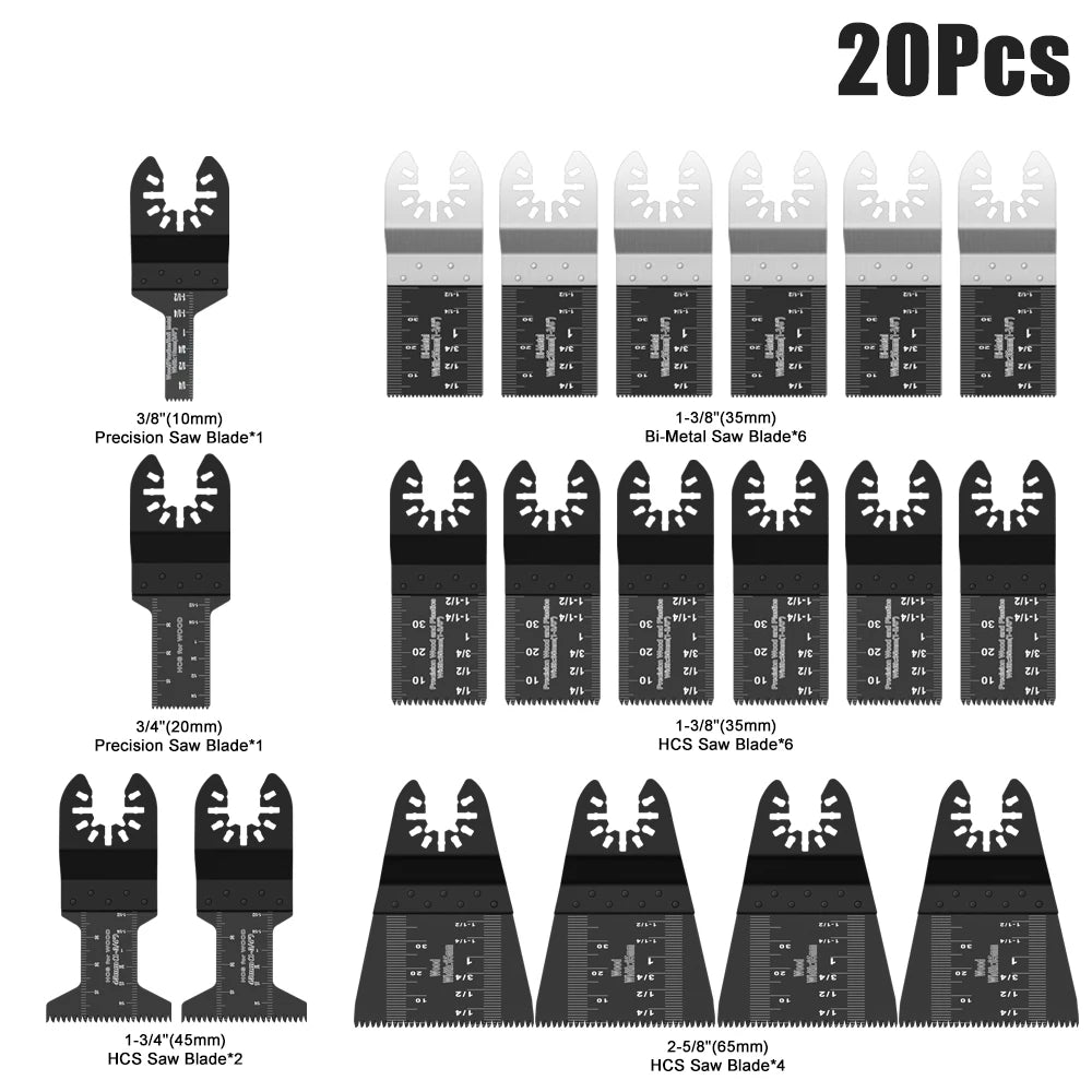 Multifunction Universal Saw Blades Set Oscillating Quick Release For Renovator Woodworking DIY Power Tool 12-108Pcs/Set | Color:20Pc