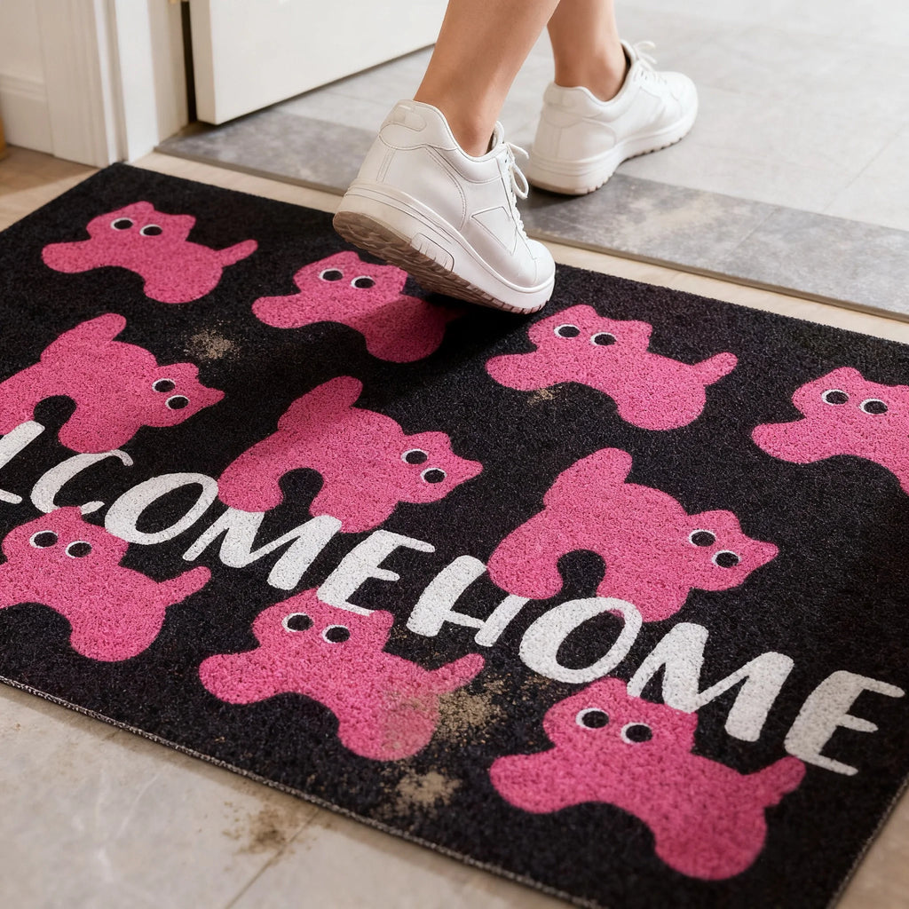 Cool Pink Cat Entrance Doormat Anti-slip PVC Floor Mats Ins Style Entry Porch Hallway Entryway Home Decor Dust Removal Carpet | 5