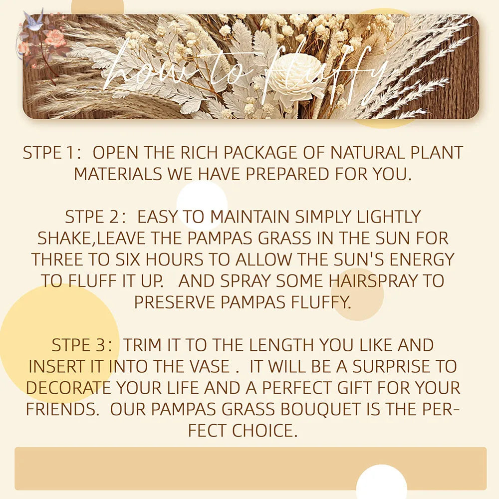 40 Pieces Dried Pampas Reeds Palm Leaves Bundle Boho Chic Home Decor Natural Flowers Baby's Breath Bouquets Country Arrangement | 5