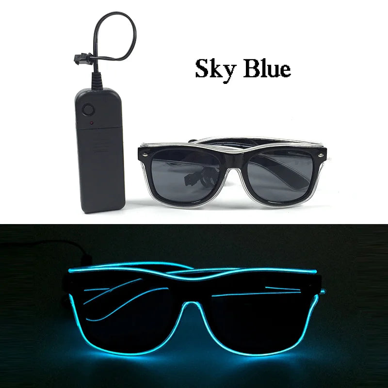 Fashion Luminous Decorative Glasses Neon Light Decoration LED Sunglasses For Nightclub DJ Dance Music Rave Costume Night | Lenses Color:Type 06