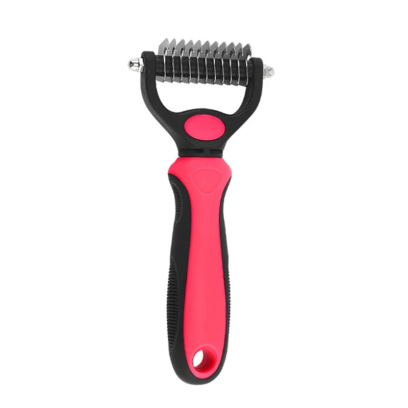 Professional Pet Deshedding Brush Dog Hair Remover Pet Fur Knot Cutter Puppy Cat Comb Brushes Dogs Grooming Shedding Supplies | Color:Red S