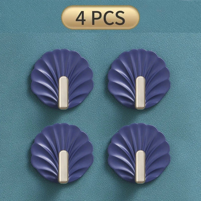 4/2/1pcs Luxury Punch-Free Wall Hooks Strong Sticky Coat Hanger Rack Clothes Towel Bag Key Kitchen Door Organizer Easy Install | Color:blue-4pcs