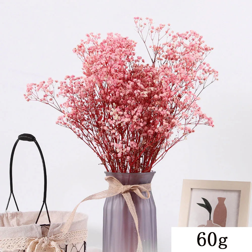 Pink White Dried Flowers Mariage Bouquet Centerpieces for Weddings Natural Pampas Grass Real Gypsophile Nordic Boho Home Decor | Color:B