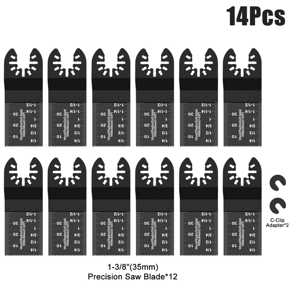 Multifunction Universal Saw Blades Set Oscillating Quick Release For Renovator Woodworking DIY Power Tool 12-108Pcs/Set | Color:14Pc