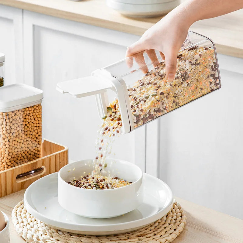 Opening Lid Sealed Jar Transparent Body Food Grade AS Container Kitchen Organizer Tea Coffee Grain Snack Storage Tank | 4