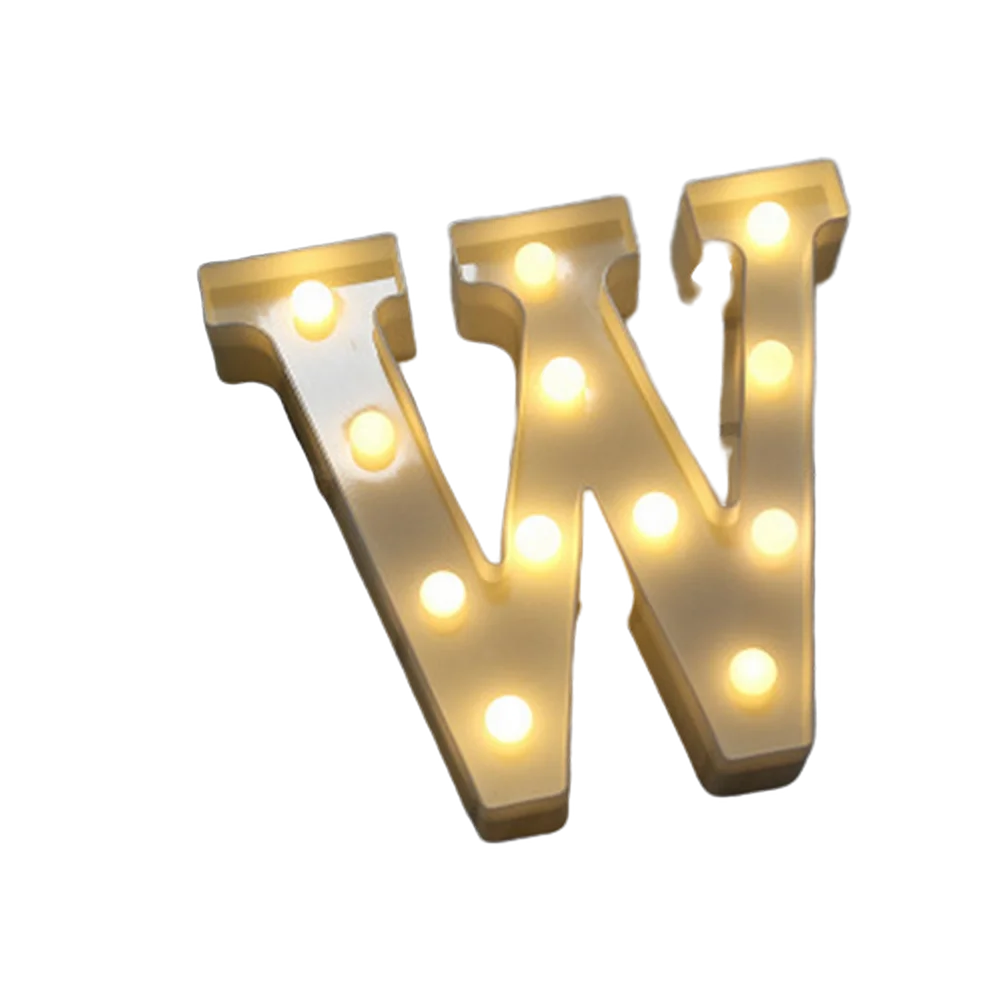 Luminous Number Lamp Alphabet Letter LED Lights Birthday Valentine's Day Wedding Party Decor 0-9 Digital A-Z Letters Night Light | Color:W