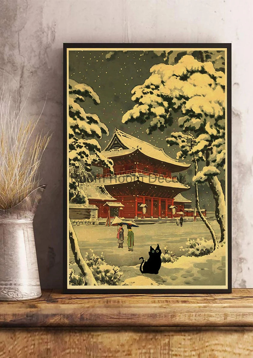 Digital Cats Cute Poster Kraft Paper Prints Modern DIY Funny Cartoon Room Painting Prints Art Picture Posters Living Room Decor | Color:Z123