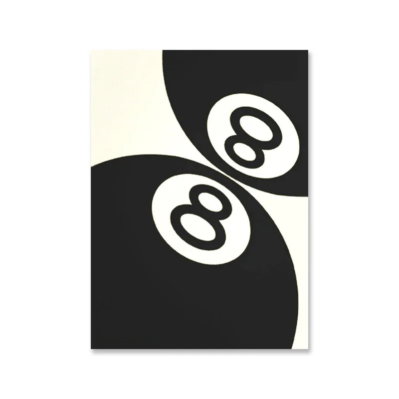 Black And White No.8 Ball Art Poster Billiards Club Theme Wall Art Canvas Painting Prints Living Room Corridor Home Decor | Color:FP1760-3