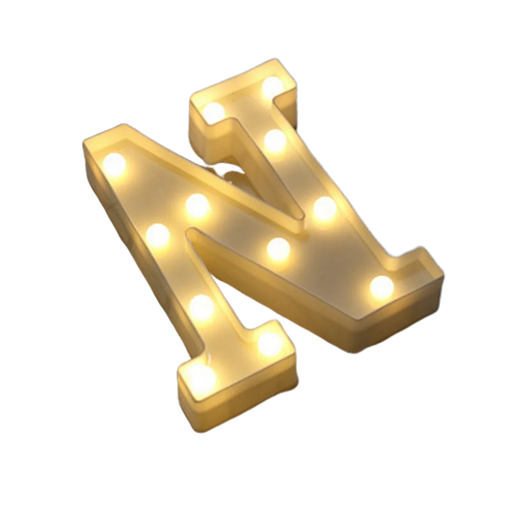 Luminous Number Lamp Alphabet Letter LED Lights Birthday Valentine's Day Wedding Party Decor 0-9 Digital A-Z Letters Night Light | Color:N