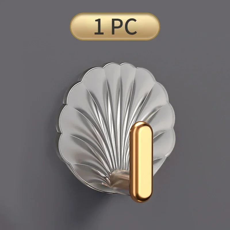 4/2/1pcs Luxury Punch-Free Wall Hooks Strong Sticky Coat Hanger Rack Clothes Towel Bag Key Kitchen Door Organizer Easy Install | Color:1PC