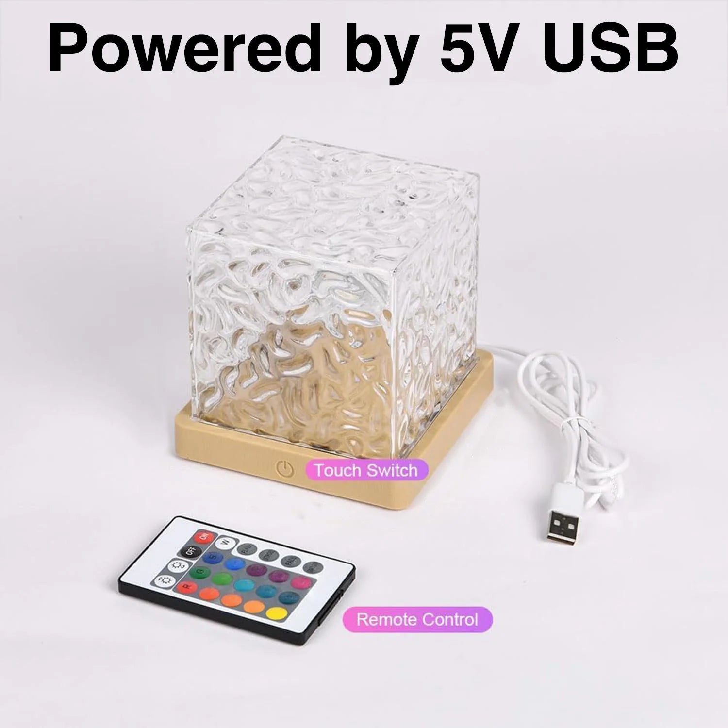 Ocean Lamp Water Light Projector - Water Ripple Projector Light Cube Aurora Northern Lights Wave Ripple Night Light for Bedroom | Emitting Color:5V USB Power