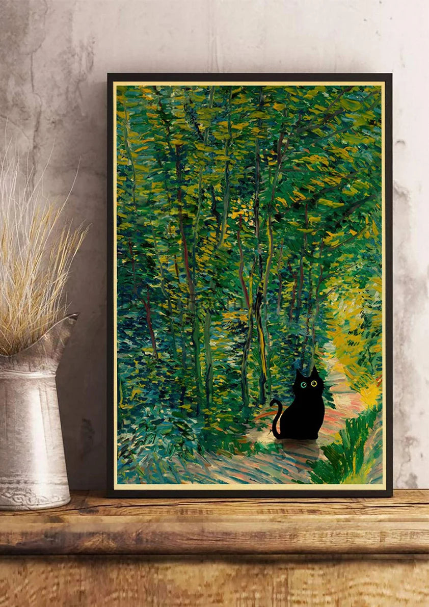 Digital Cats Cute Poster Kraft Paper Prints Modern DIY Funny Cartoon Room Painting Prints Art Picture Posters Living Room Decor | Color:Z123-8