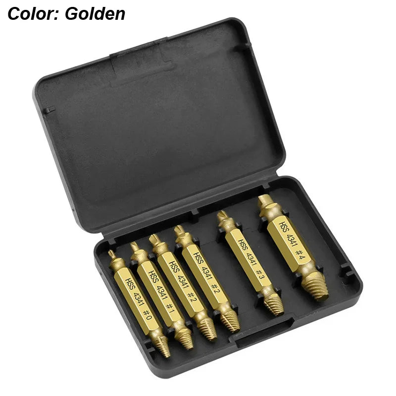 Damaged Screw Extractor Set HSS Drill Bit Stripped Broken Remover Small Easily Quickly Take Out Kit Easy Demolition Power Tools | Color:Gold