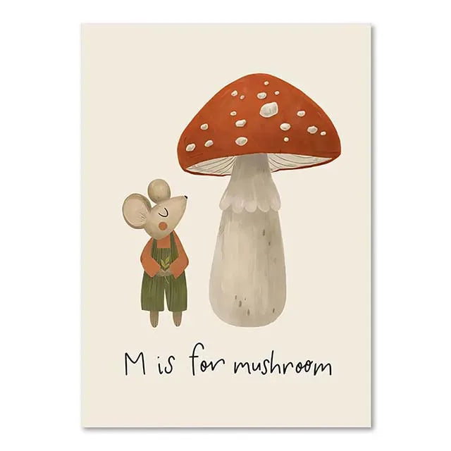 New Boho Cartoon Rabbit Mouse Goose Nurser Art Canvas Painting Nordic Retro Poster and Prints Wall Picture Baby Kids Room Decor | Color:G