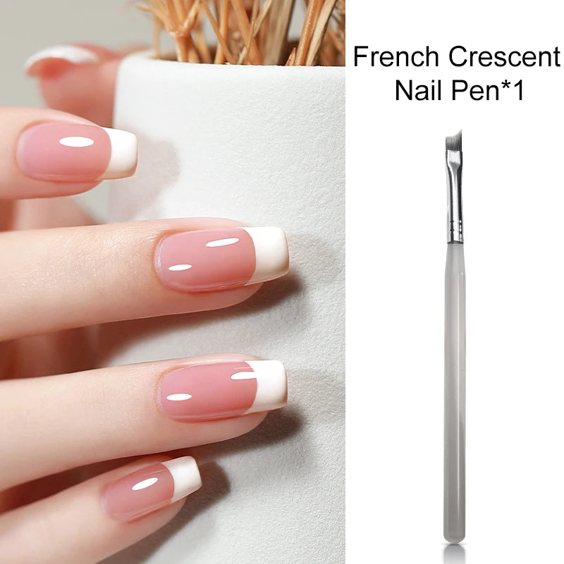 RSNAIL Nail Art Liner Brushes French Stripe Nail Line Painting Pen 18mm Slender Long Line Drawing Brush UV Gel DIY Manicure Tool | Color:French Brush