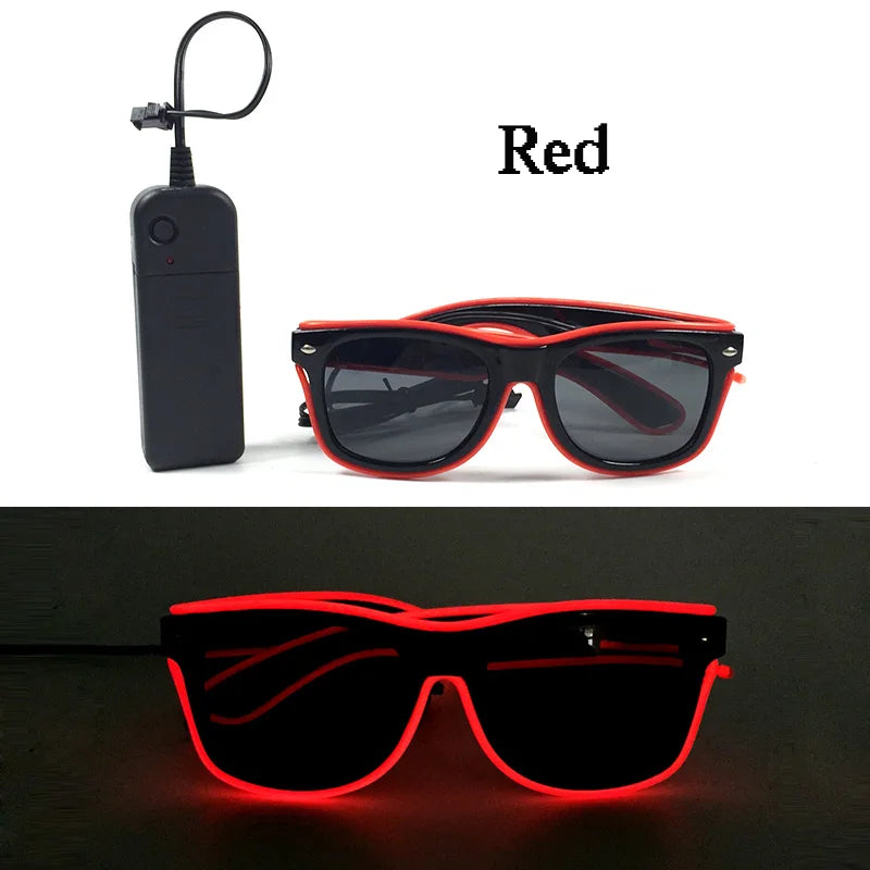 Fashion Luminous Decorative Glasses Neon Light Decoration LED Sunglasses For Nightclub DJ Dance Music Rave Costume Night | Lenses Color:Type 07