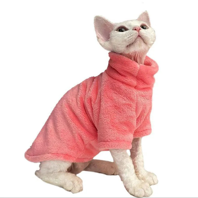 Warm Sphynx Cat Turtleneck Coat for Small Medium Dogs Clothes Jacket Kitten Costume French Bulldog Poodle Pug Outfits Sweater | 1