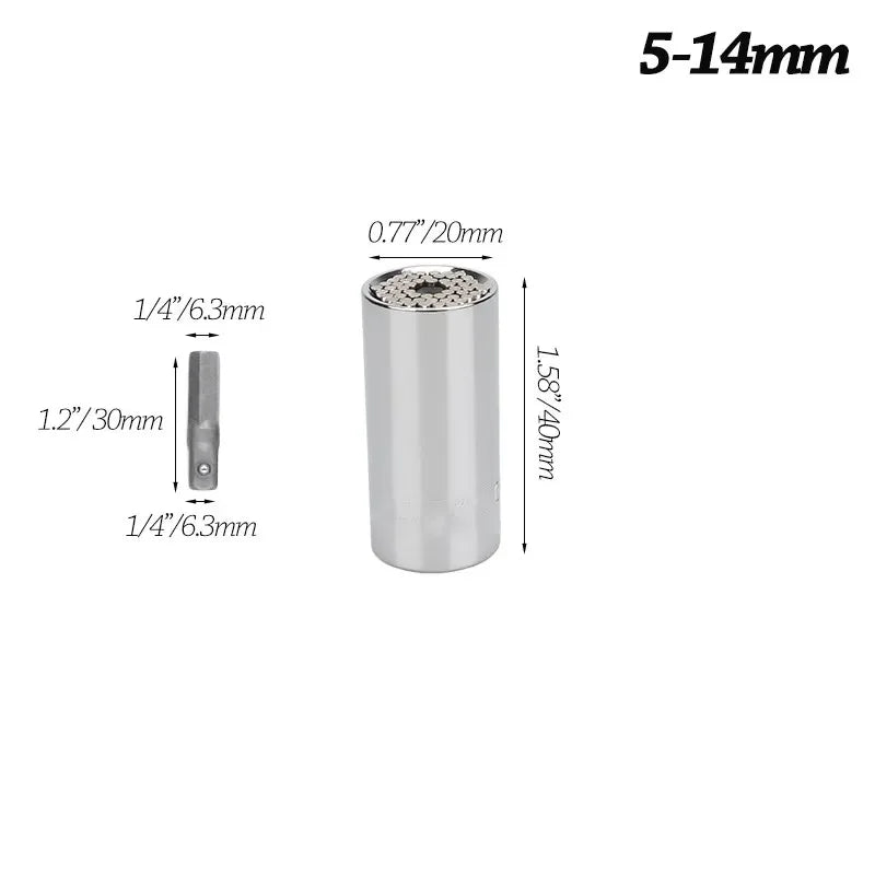 Onnfang 7-19/11-32mm Universal Ratchet Wrench Universal Socket Head, Household Socket Power/Hand Tool Wrench | Color:5-14mm SL