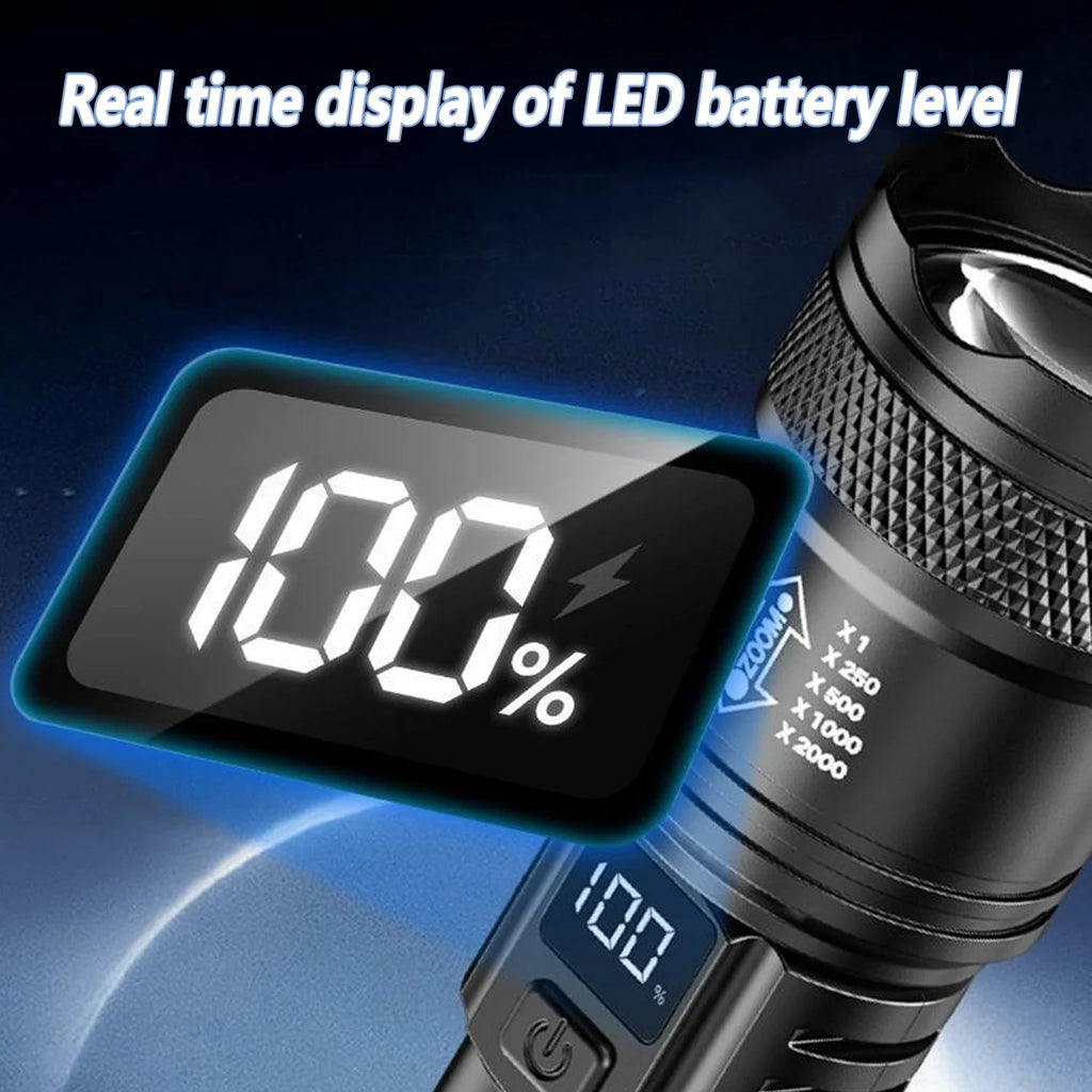 Rechargeable LED Flashlight Zoomable Torch with LCD Display 3 Modes Waterproof High Power Hand Light Outdoor Wilderness Camping | 4